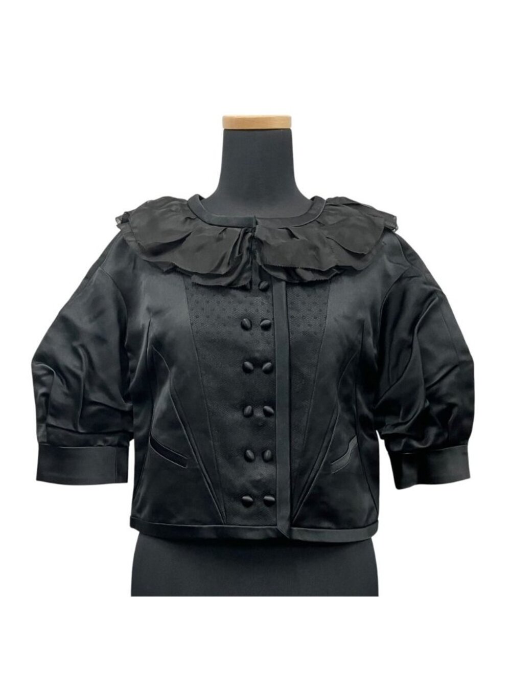 Louis Vuitton Silk Frill Color Jacket Bolero Short Sleeve Lace Dot Puff Vintage